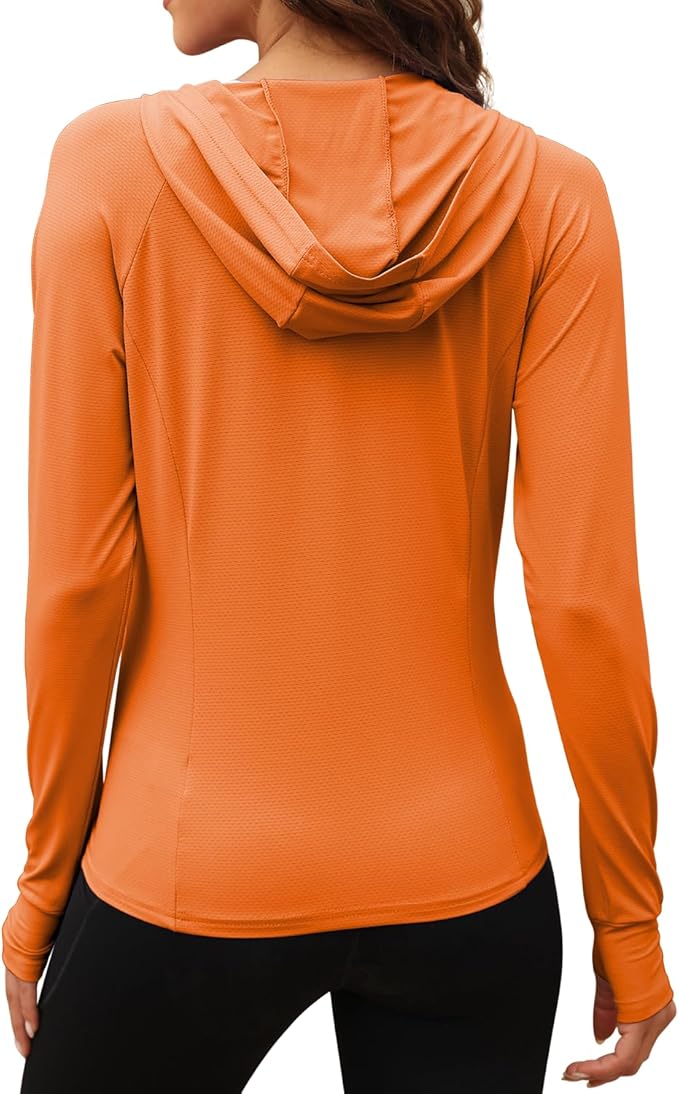 We1Fit Women's UPF 50+ Sun Protection Jacket Hoodie Sun Shirts Hiking Running Athletic Shirt