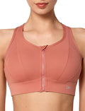 Yvette High Impact Zip Front Sports Bra Mesh Racerback Workout High Support Sports Bras for Women Large Breasts