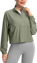 Soothfeel Women's Athletic workout Jacket Lightweight UPF 50+ Long Sleeve Sun Protection Shirts Zip Up Cropped Hiking Tops
