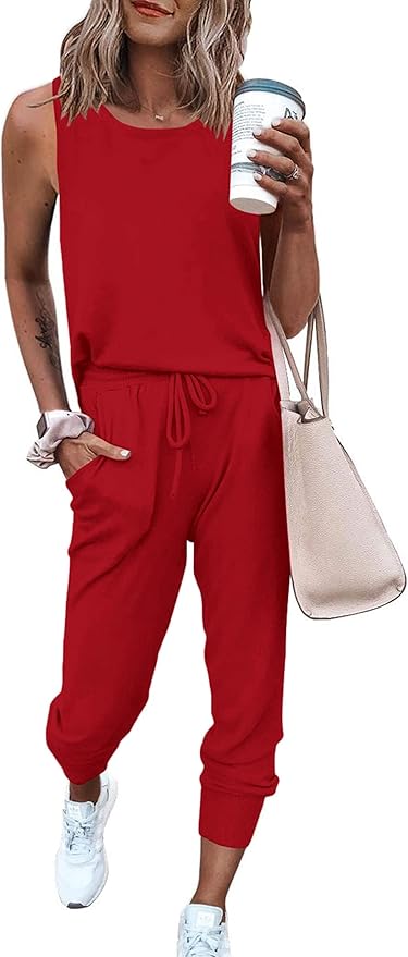 PRETTYGARDEN Women's Two Piece Outfit Sets Casual Summer Sleeveless Matching Lounge Wear Spring Travel Clothes Tracksuit