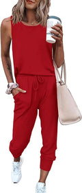 PRETTYGARDEN Women's Two Piece Outfit Sets Casual Summer Sleeveless Matching Lounge Wear Spring Travel Clothes Tracksuit