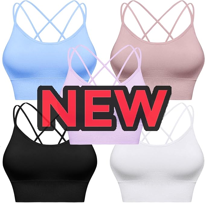Sykooria 3 Pack Strappy Sports Bra for Women Sexy Crisscross for Yoga Running Athletic Gym Workout Fitness Tank Tops