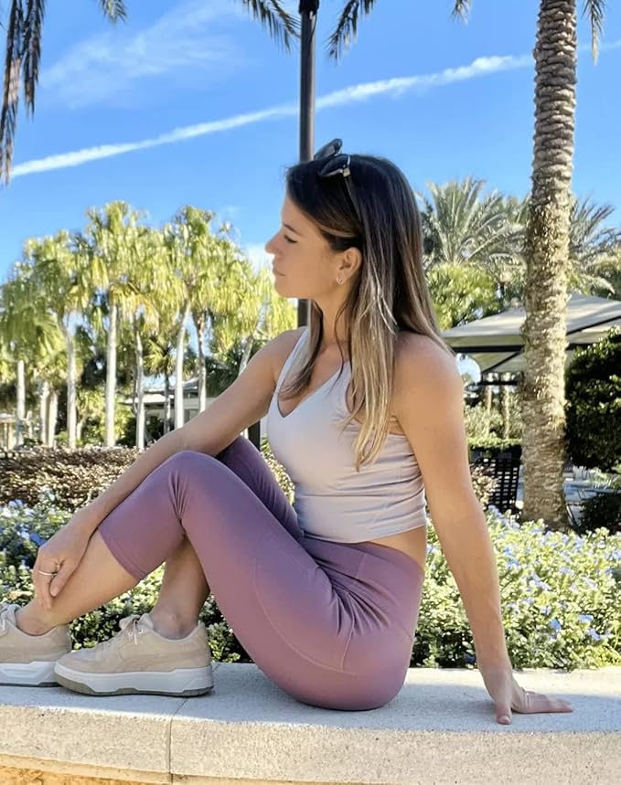 Stelle Women's Capri Yoga Pants with Pockets Essential High Waisted Leggings for Workout