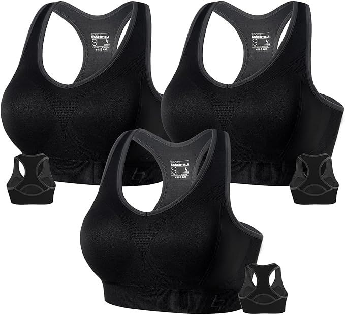 FITTIN Racerback Sports Bras for Women - Padded Comfortable Seamless Support for Yoga Workout Gym - for Plus Size Large Bust
