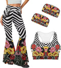 4 Piece Gym Sets Women Racerback Sports Bra with Back Pocket, Matching Flare Yoga Pants And Sweatband