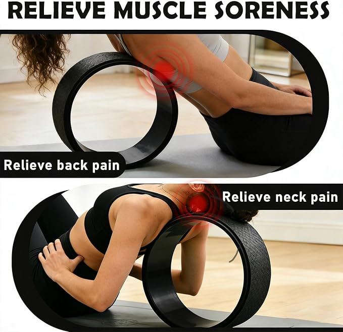 NGT Yoga Wheel 13 inch Yoga Wheel for Back Pain Strongest and Most Comfortable Dharma Yoga Prop Wheel with Free Yoga Bands