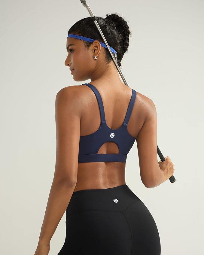 RUNNING GIRL Sports Bra for Women High Support, Molded Cup High Impact Sports Bras for Women with Sewn in Pads