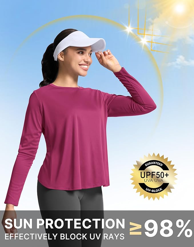 SANTINY Women's Lightweight Long Sleeve Workout Tops Split Back Gym Running Hiking Athletic Shirt Quick Dry UPF 50+ Sun Shirt