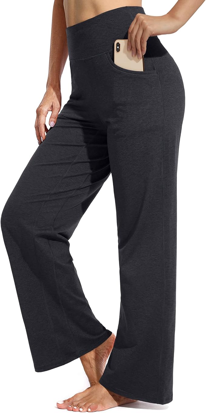 Promover Wide Leg Pants Woman Yoga Pants with Pockets Stretch Loose Casual Lounge Sweatpants Petite/Regular/Tall