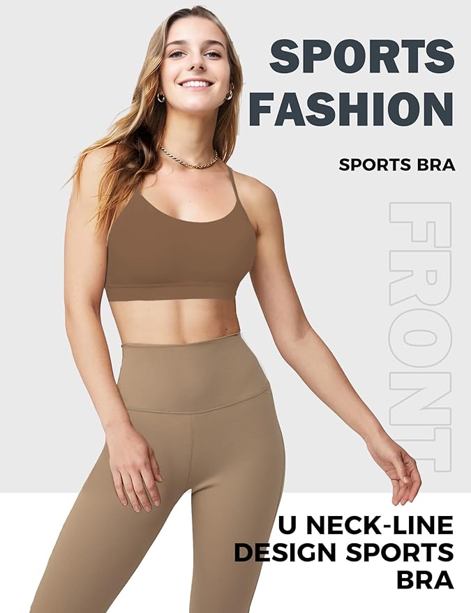 Buauty Sports Bra for Women, Y Back Light Support Workout Bra with Removable Pads for Yoga Pilates Gym