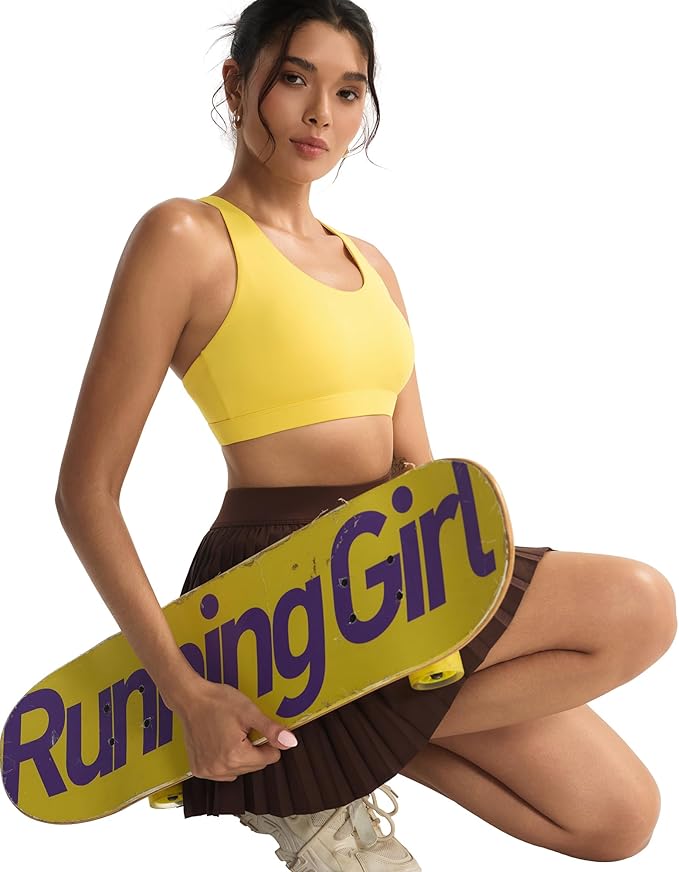 RUNNING GIRL Sports Bras for Women,Padded Strappy Sports Bras Criss-Cross Back Medium Support Sports Bras with Removable Cups