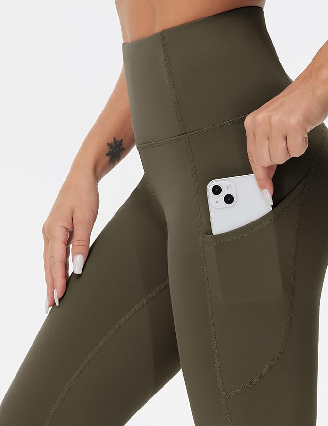 THE GYM PEOPLE Thick High Waist Yoga Pants with Pockets, Tummy Control Workout Running Yoga Leggings for Women