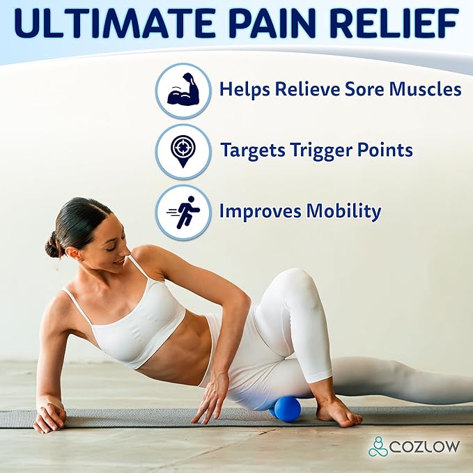 COZLOW Double Lacrosse Silicone Massage Ball - Cobalt Blue - Peanut Trigger Point Roller for Mobility, Deep Tissue Therapy, Myofascial Release - Acupressure Tool for Muscle Pain Relief
