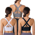 Evercute Sports Bras for Women Padded Medium Support Criss Cross Strappy Bra Seamless High Impact Yoga Exercise Athletic Bras