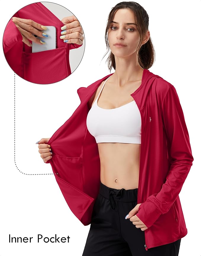 Soothfeel Women's UPF 50+ Sun Protection Hoodie Jacket Lightweight Long Sleeve Sun Shirt for Women with Pocket Hiking Outdoor