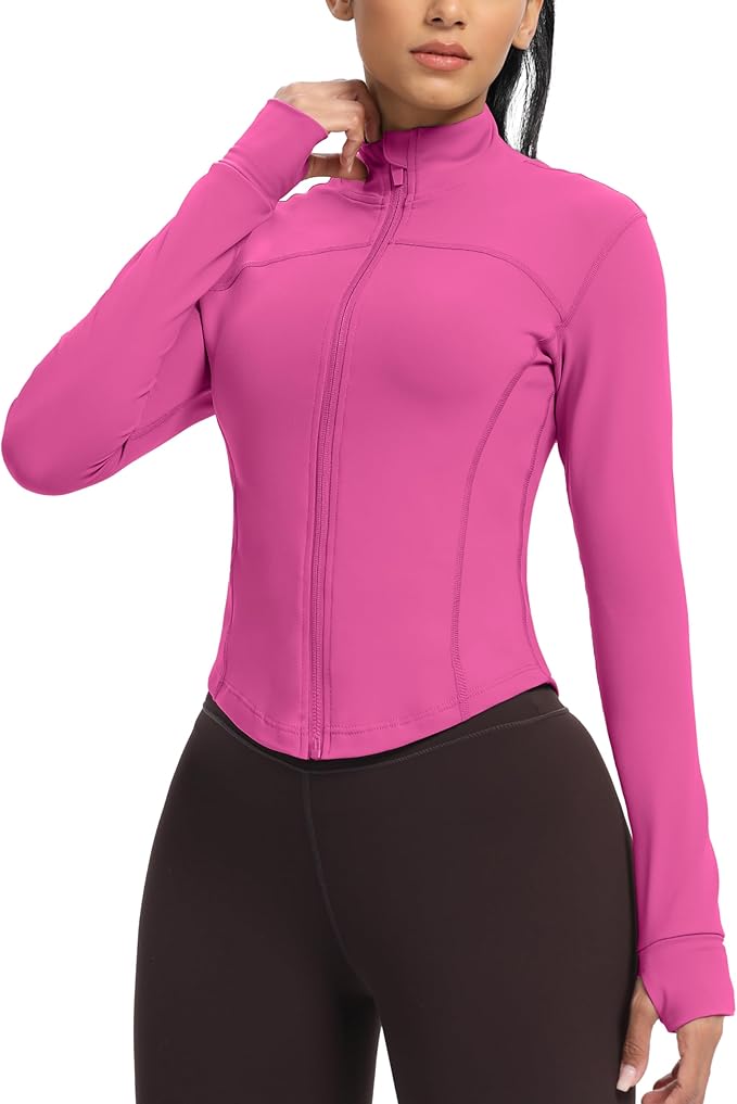 GYM RAINBOW Womens Zip Up Workout Jakcets Lightweight Slim Fit Running Athletic Jackets with Thumb Holes
