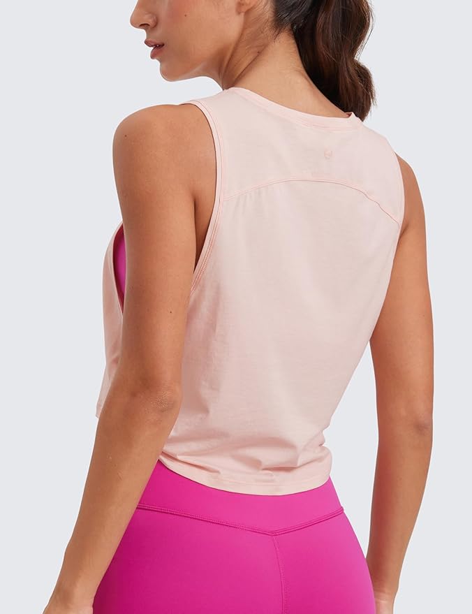 CRZ YOGA Pima Cotton Large Armhole Tank Tops for Women - Workout Sport Athletic Yoga Running Gym Loose Crop Sleeveless Shirts