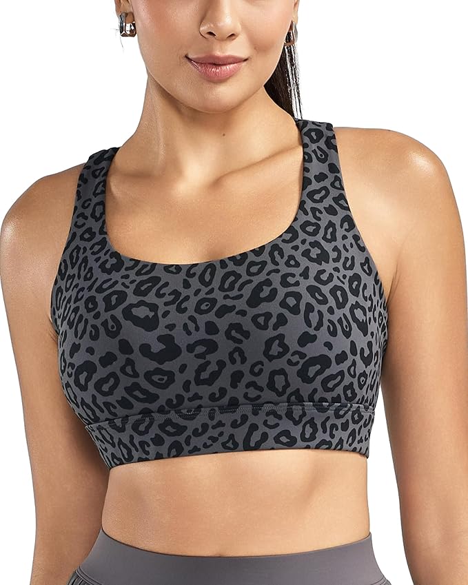 RUNNING GIRL High Impact Sports Bras for Women - Scoop Neck Strappy Sports Bra High Support Moulded Cup Workout Bra
