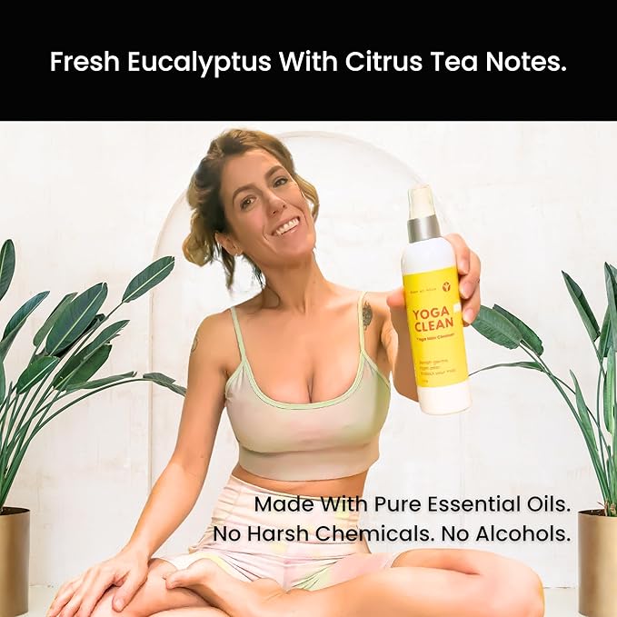 Yoga Clean – Eco-Friendly Yoga Mat Cleaner & Deodorizing Spray | Neutralizes Sweat & Odor to Protect Your Mat | 8 oz Plant-Based Formula, Spa-Like Scent, Made in the USA