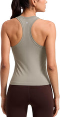 CRZ YOGA Seamless Workout Tank Tops for Women - Athletic Running Gym Sleeveless Shirts Crewneck Racerback Breathable