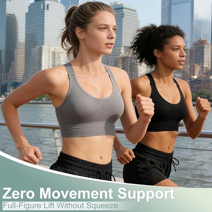 Adjustable Sports Bras for Women: 3 Pack High Support Padded Racerback Sport for Large Bust Workout Running Gym