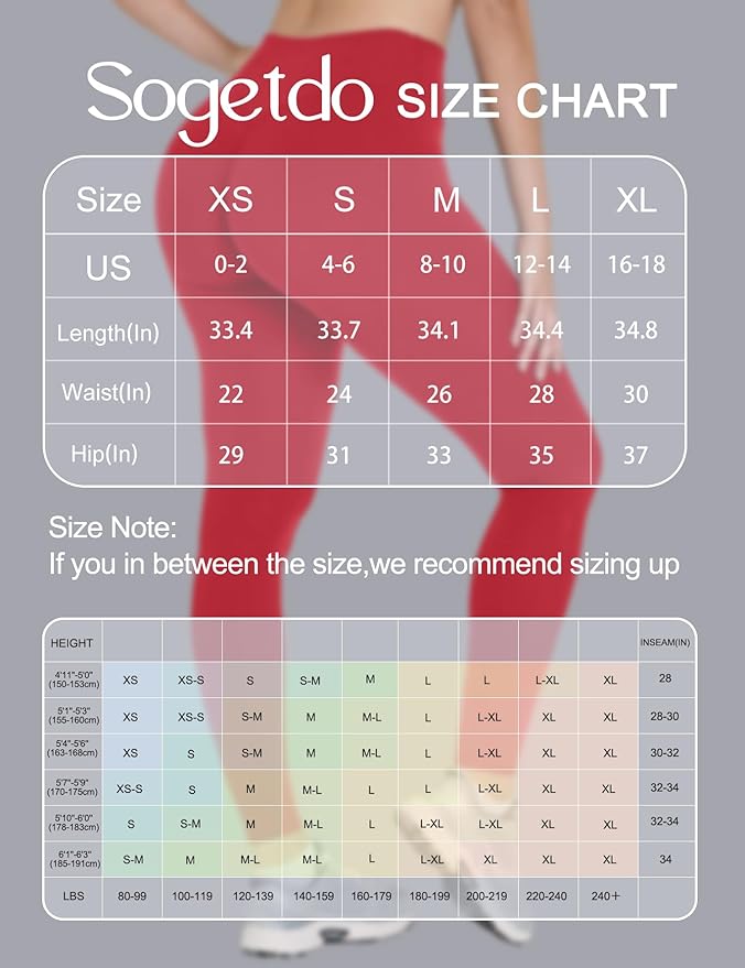 Sogetdo Yoga Leggings for Women Hidden Scrunch Butt Non See Through High Waisted No Front Seam Athletic Gym Workout Pants