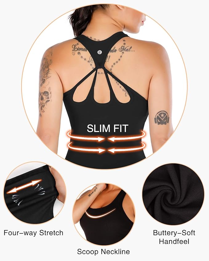 RUNNING GIRL Workout Tank Tops with Built in Bras for Women,Compression Shirt Strappy Back Athletic Yoga Tops