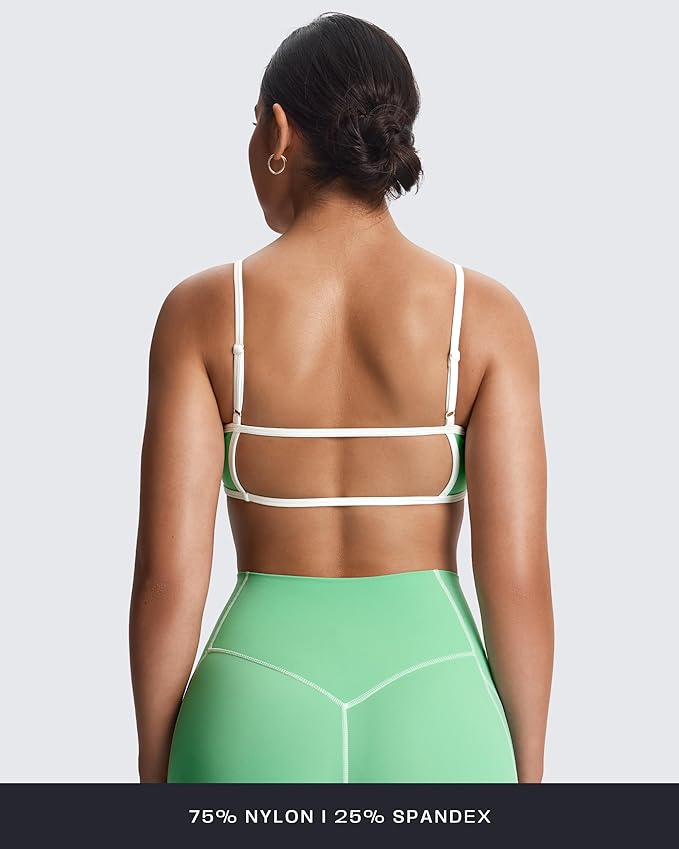Aoxjox Women's Color Block Workout Sports Bras Fitness Lexi Lined Strappy Bra Athletic Yoga Crop Tank