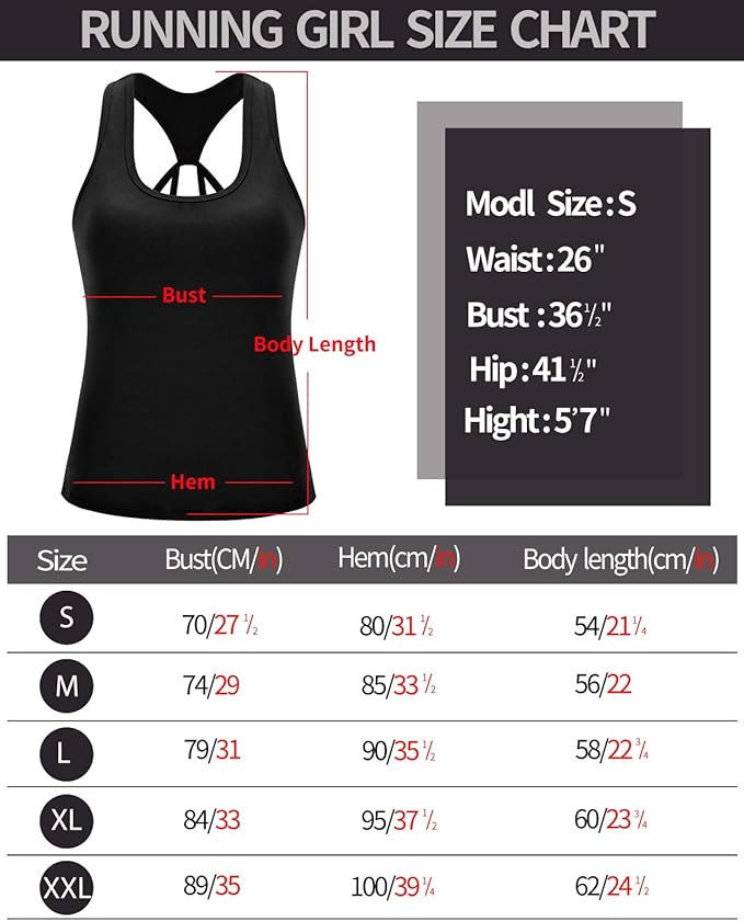 RUNNING GIRL Workout Tank Tops with Built in Bras for Women,Compression Shirt Strappy Back Athletic Yoga Tops