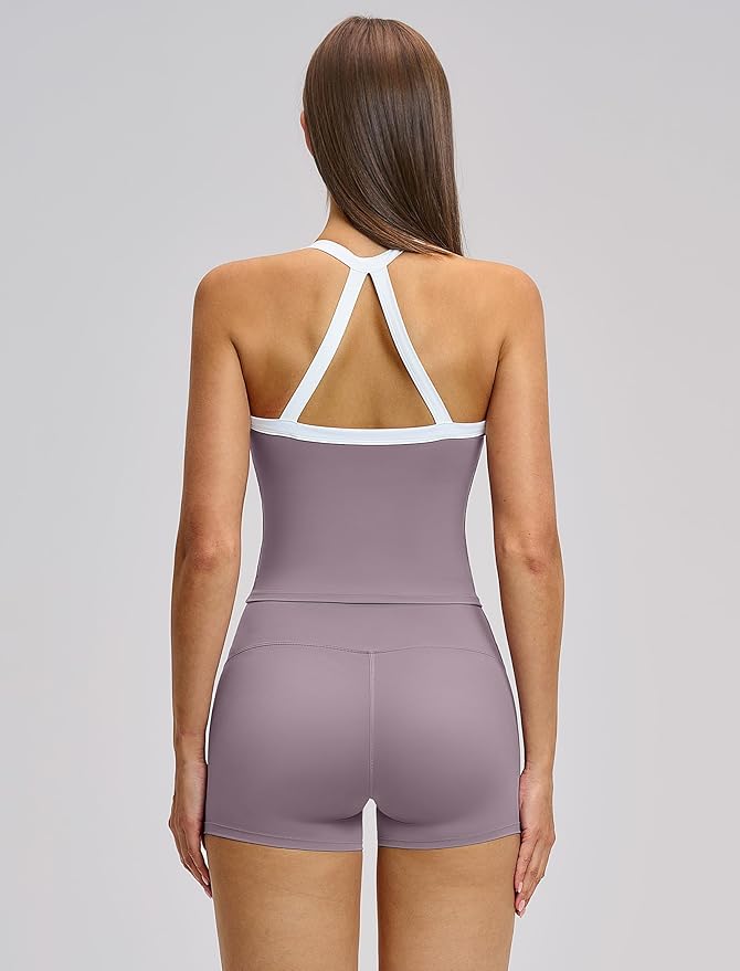 QBGJTD Two Piece Workout Sets For Women Tank Top Matching High Waist Booty Lifting Shorts Gym Yoga Active Wear Outfits