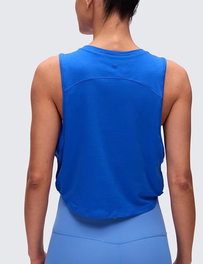 CRZ YOGA Pima Cotton Large Armhole Tank Tops for Women - Workout Sport Athletic Yoga Running Gym Loose Crop Sleeveless Shirts