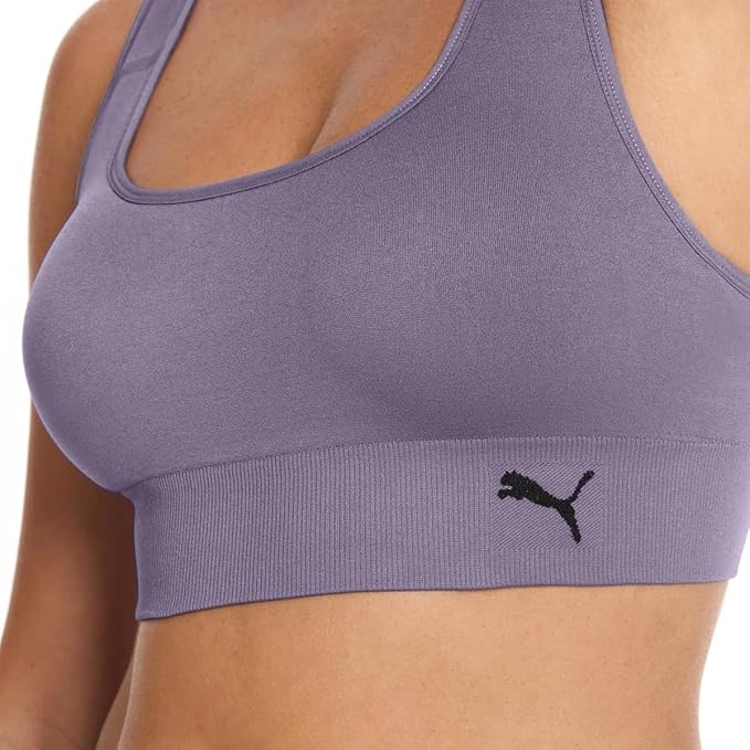 PUMA Sports Bra for Women Lightweight, Seamless Bras with Stretch Fit, 2-Pack