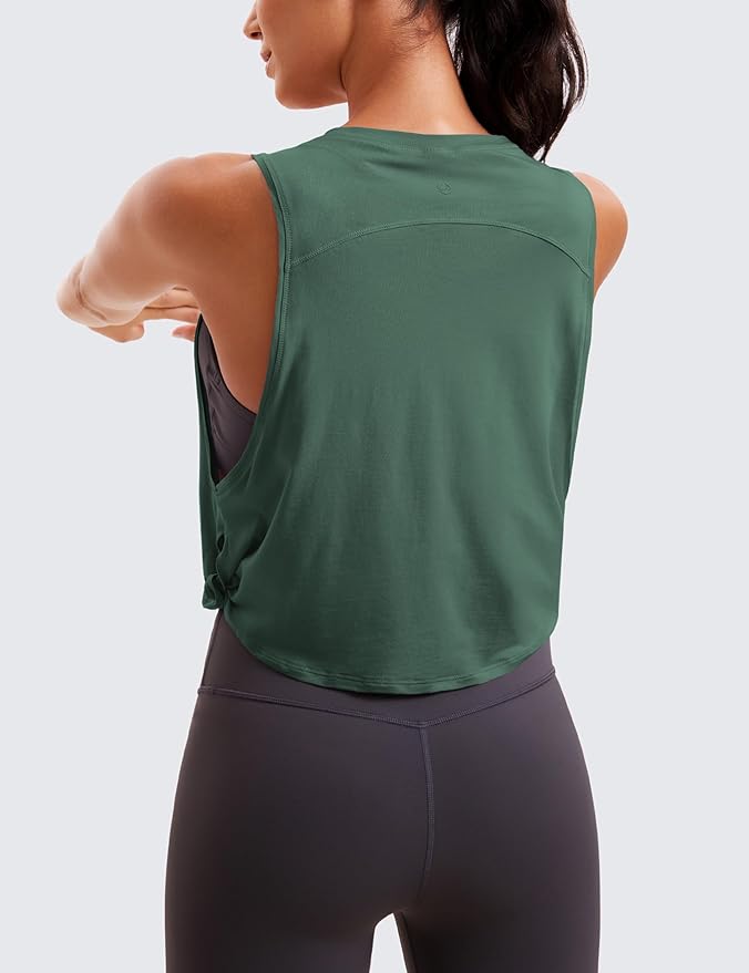 CRZ YOGA Pima Cotton Large Armhole Tank Tops for Women - Workout Sport Athletic Yoga Running Gym Loose Crop Sleeveless Shirts