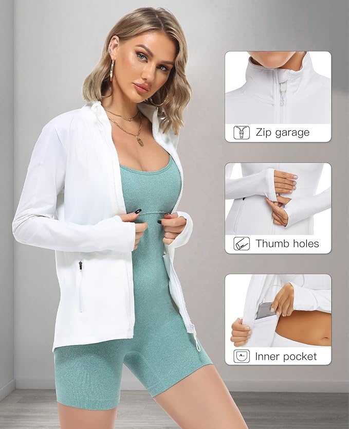 VUTRU Women's Workout Yoga Jacket Full Zip Running Athletic Track Jacket