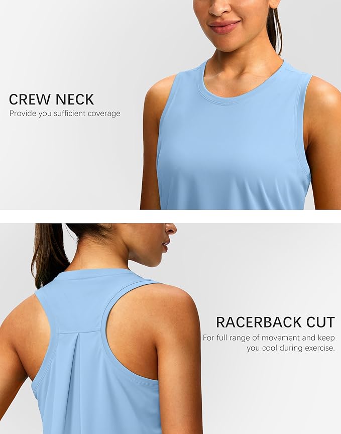 Women's Workout Tops Racerback Athletic Tank Tops Sleeveless Loose Fit Yoga Running Gym Shirts for Women