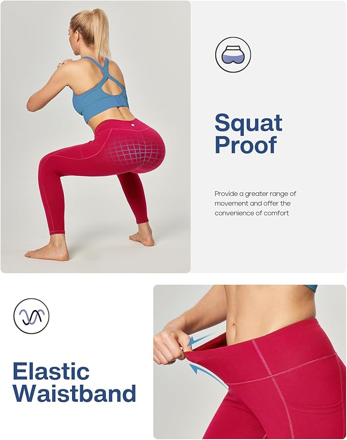 Heathyoga Leggings with Pockets for Women Tummy Control High Waisted Yoga Pants Women Compression Workout Leggings