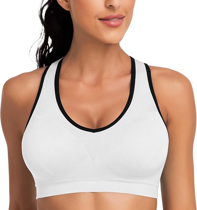 Racerback Sports Bras for Women with Pads - High Impact Athletic Tank Tops for Yoga and Workout Brassieres Bra