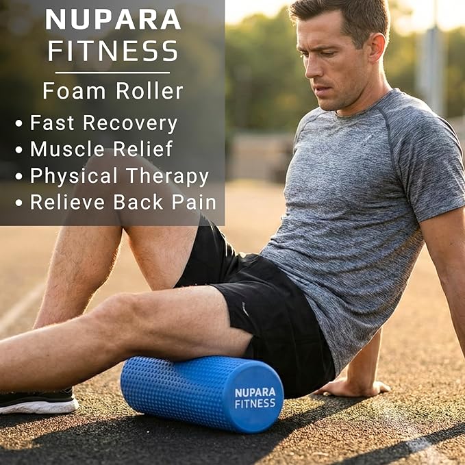 Foam Roller for Back, Legs, and Deep Tissue Muscles. Muscle Roller for Running, Cycling, Sports, Exercise, Recovery, Physical Therapy, Yoga, and Pilates. (Dark Blue, 18 inch - Large)