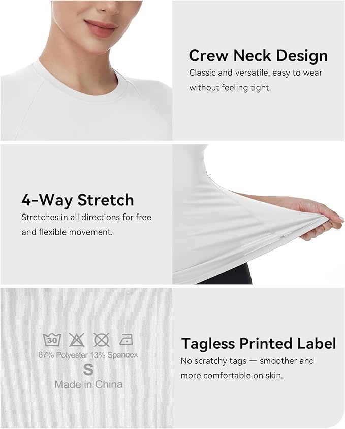 Runhit Compression Shirt Women Short Sleeve Workout Tops Athletic Gym Moisture Wicking T-Shirt Running Yoga Base Layer