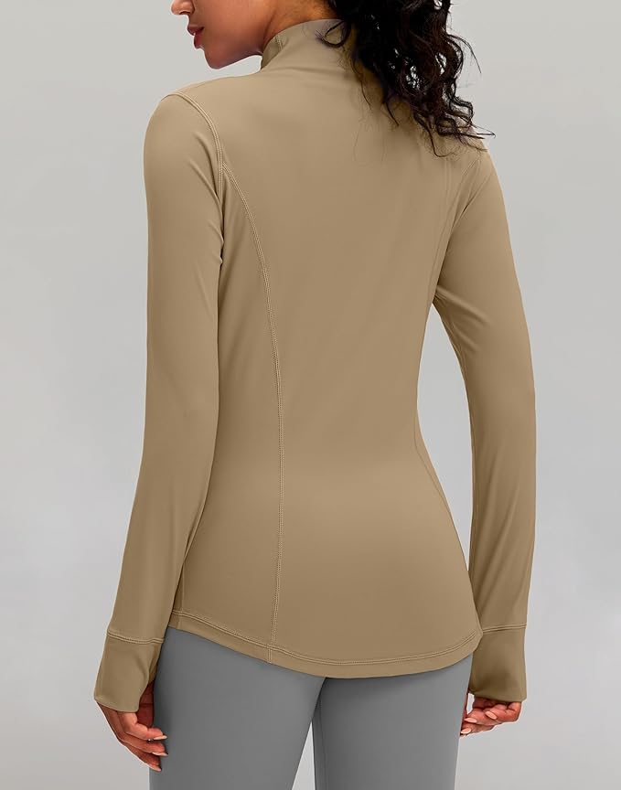 Women's Workout Jackets with 4 Pockets Zip Up Slim Fit Soft Fall Jacket for Yoga Running Athletic