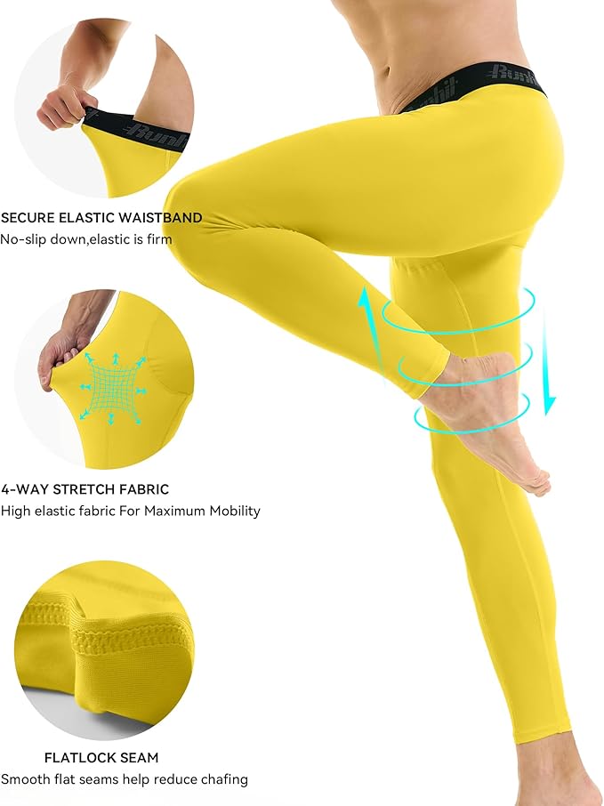 Runhit Men’s Compression Pants Running Tights Workout Leggings Athletic Base Layer Pants for Sports Yoga Basketball