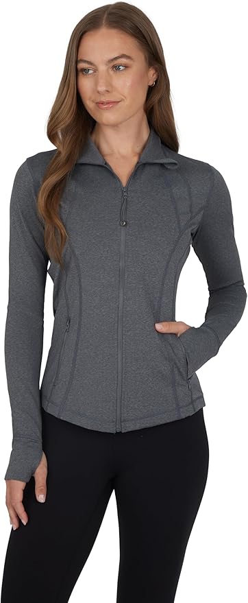 90 Degree By Reflex Full Zip Running Track Jacket Lightweight Athletic Slim Fit Jacket with Thumbholes