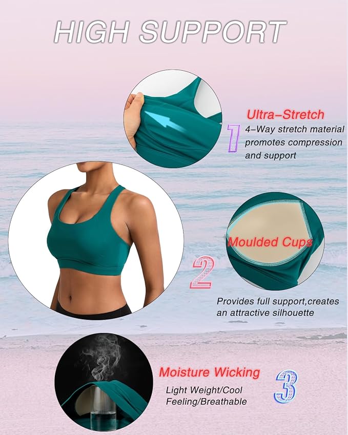 RUNNING GIRL Sports Bras for Women, Molded Cup High Impact Sports Bra Workout Bras for Women High Support Racerback