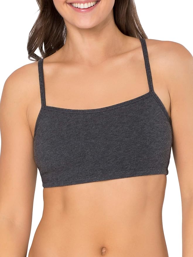 Fruit of the Loom Women's Spaghetti Strap Cotton Sports Bra - All-Day Comfort & Easy Movement