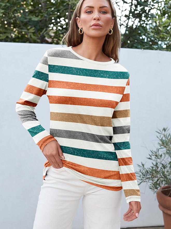 AUTOMET Women‘s Basic Long Sleeve Crewneck, Plus Size Winter & Spring Top, Casual Fall Tee for Teacher & Everyday Outfits