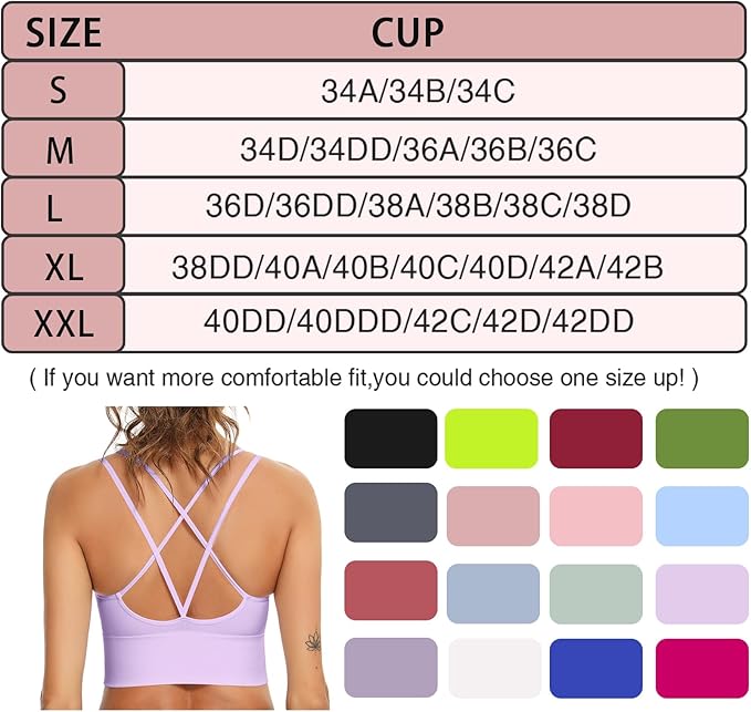 Sykooria 3 Pack Strappy Sports Bra for Women Sexy Crisscross for Yoga Running Athletic Gym Workout Fitness Tank Tops