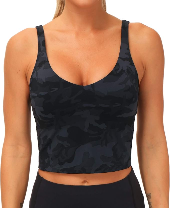THE GYM PEOPLE Womens' Sports Bra Longline Wirefree Padded with Medium Support