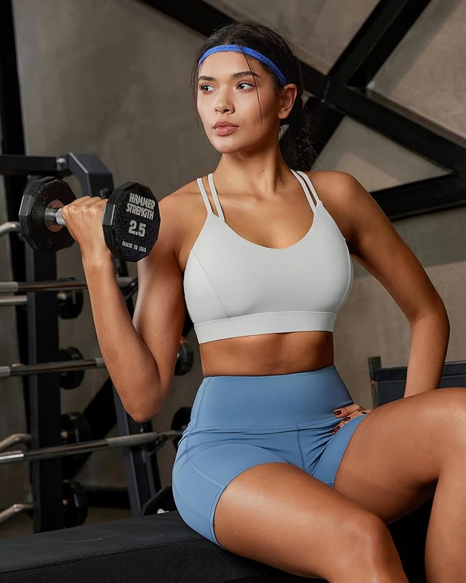 RUNNING GIRL Sports Bras for Women,Strappy Crisscross Back Padded Low Impact Running Sports Bra with Removable Cups