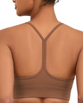 Womens Y-Back Sports Bra, Weightless Padded Yoga Bra, Spaghetti Strap Low Impact Gym Top for Workout & Daily Wear