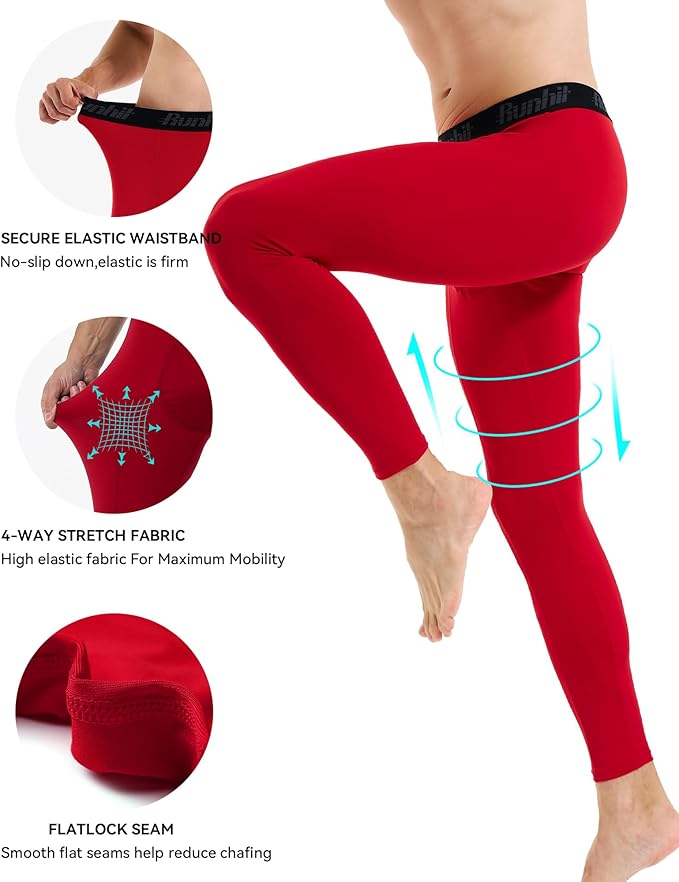 Runhit Men’s Compression Pants Running Tights Workout Leggings Athletic Base Layer Pants for Sports Yoga Basketball